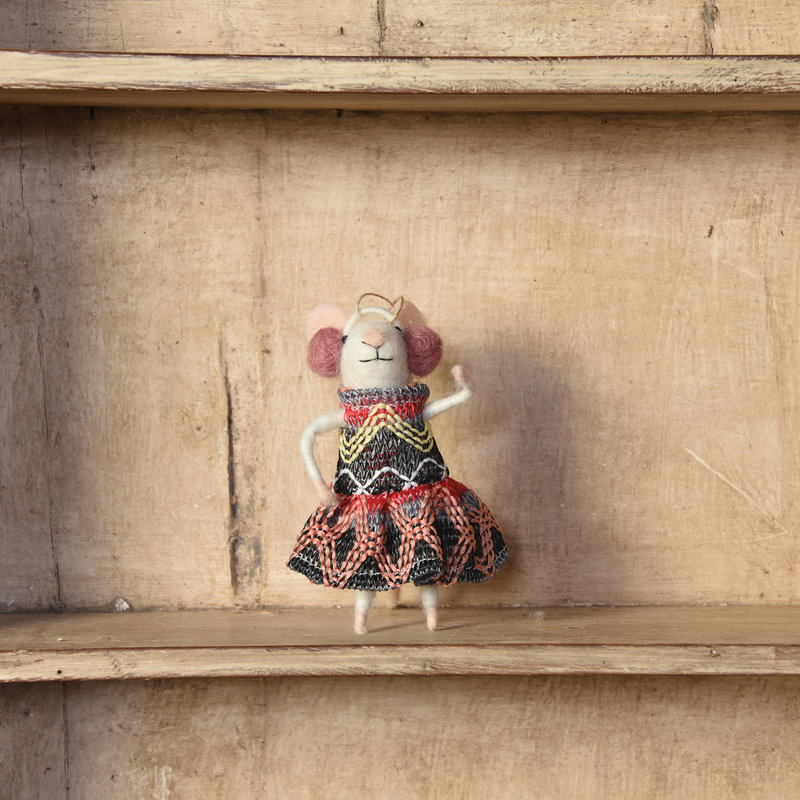 Ornement figurine suspendu souris hiver gal mouse