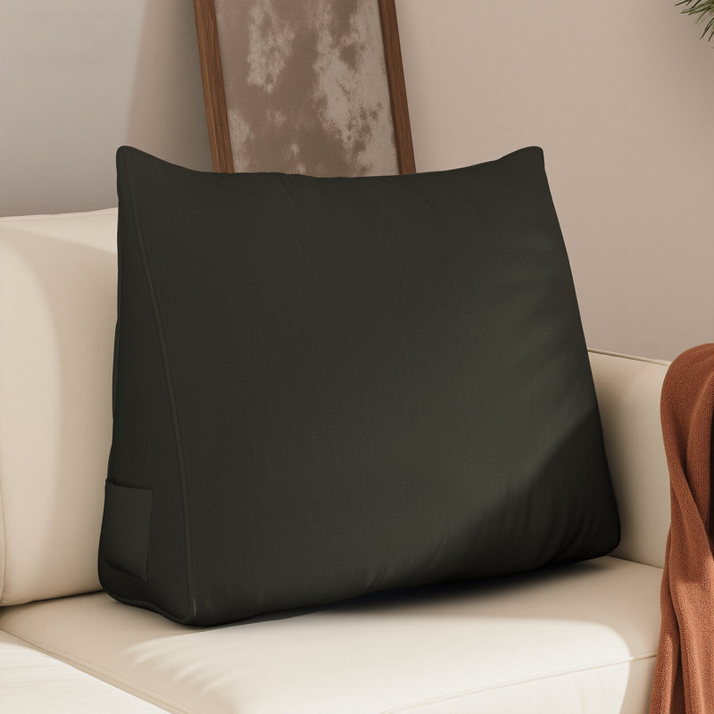 Cotton Linen Sofa Back Support Wedge Pillow Decorative Bed Throw Pillow, Dark Gray Compression, Gray