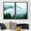 «Mist Cloud Mountain Range Forest Nature Landscape», impression sur toile, 2 pièces-92285479-92285476