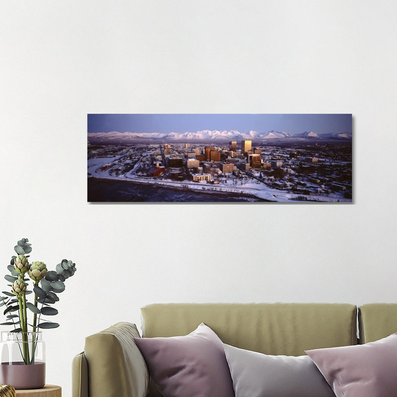 Anchorage At The Base Of Chugach Mtns AK USA - Wrapped Canvas Panoramic Print, 121.92 cm H x 40.64 cm W x 1.91 cm D