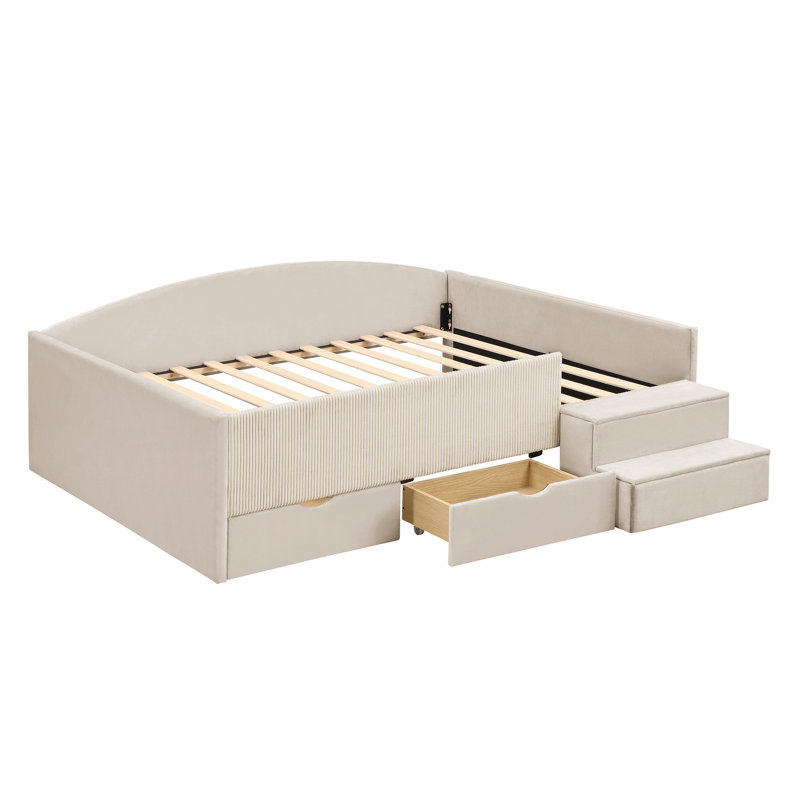 Lits avec tiroirs de rangement, lit de jour moderne en bois et panneau de fibres à densité moyenne pour la maison