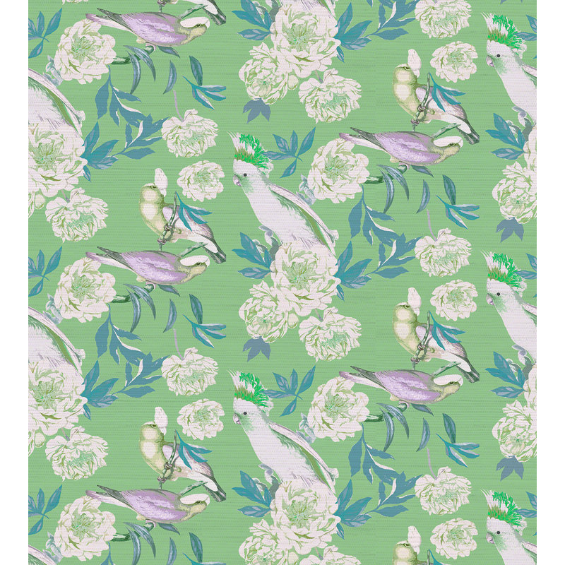 Regency Moderne Floral Metallic Wallpaper Roll, Tropical