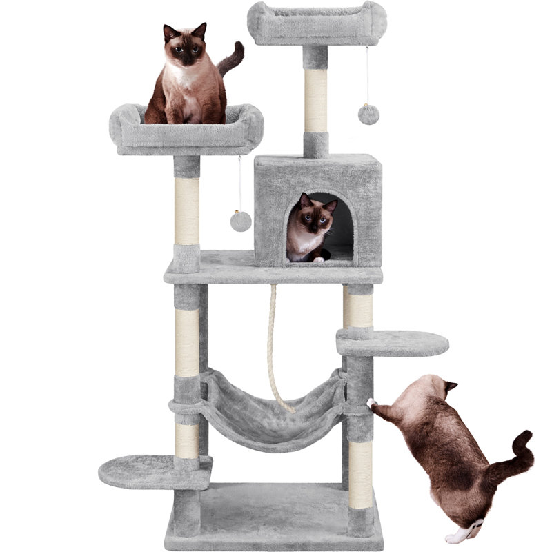 150cm H Multilevel Cat Tree, Light Grey