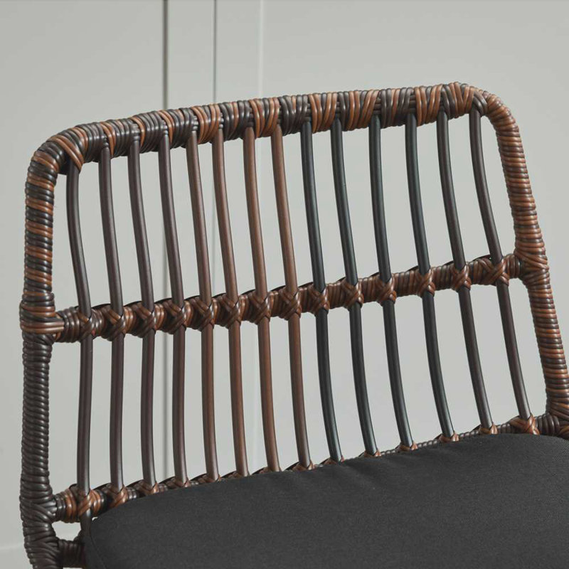 Chaise de bar pivotante 360, Tissu noir / structure en noyer