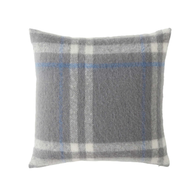 Nautica Ryan Cove Plaid Faux Mohair Grey Throw Pillow, Gray