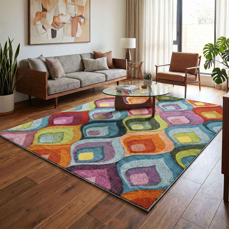 Geometric Shapes Area Rug, 200 x 290 cm (Rectangular)