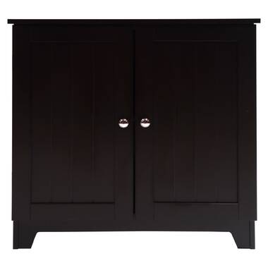 IWELL Black Bathroom Cabinet with 2 Doors and 3 Adjustable