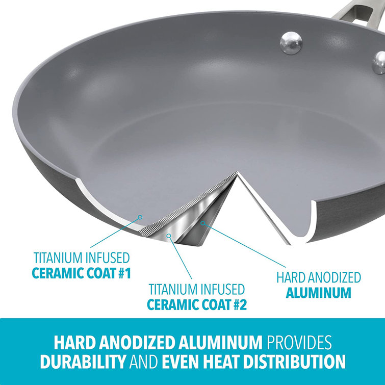 Bialetti 10 Ceramic Pro Non-Stick Hard Anodized Aluminum Frying Pan, Gray