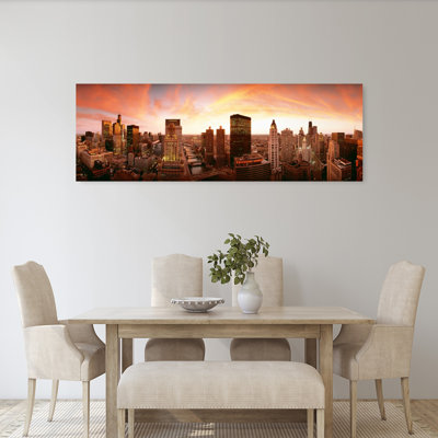 Coucher de soleil, horizon de Chicago, États-Unis, art contemporain contemporain, coucher de soleil sur la ville