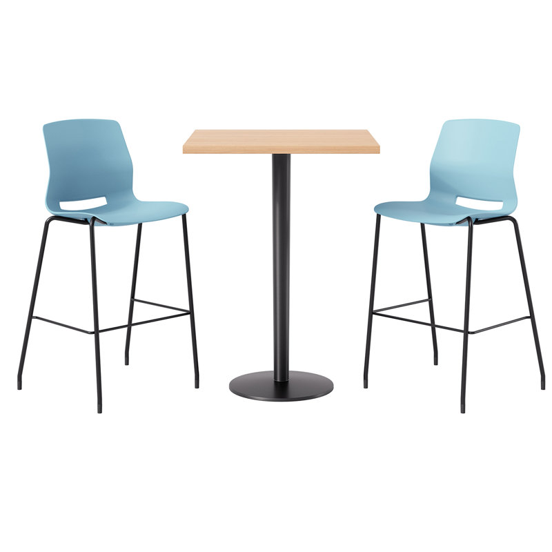 2 - Person Bar Height Dining Set, Blue/Black, Maple