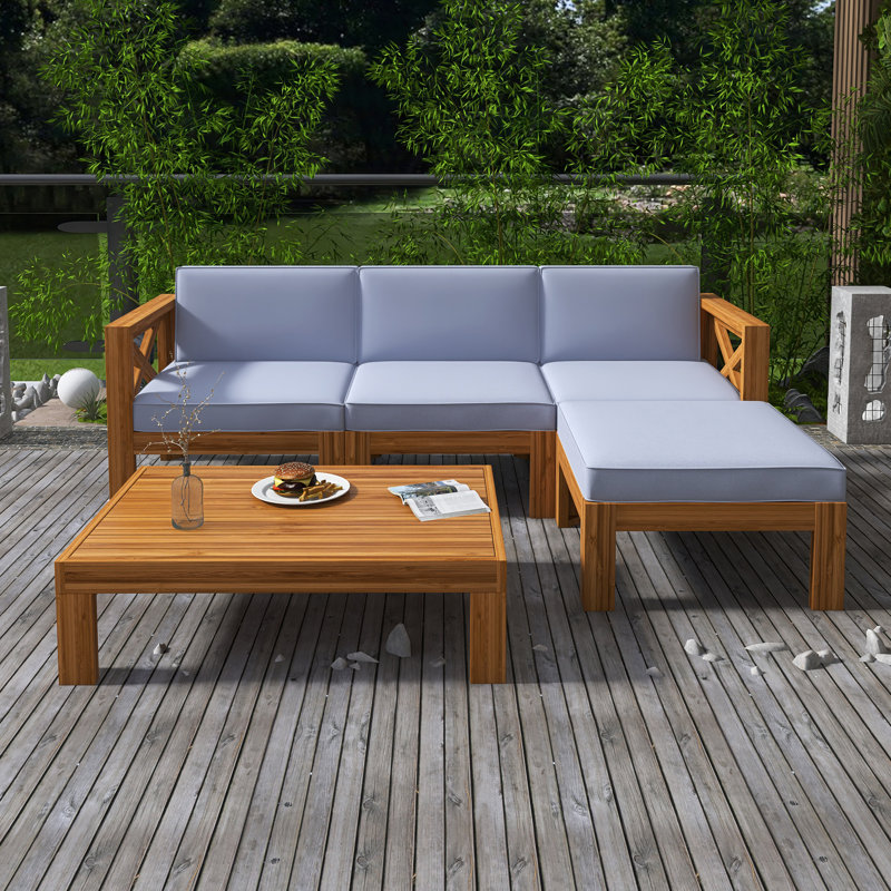 Ensemble de conversation modulaire avec canapé et coussins 5 pièces