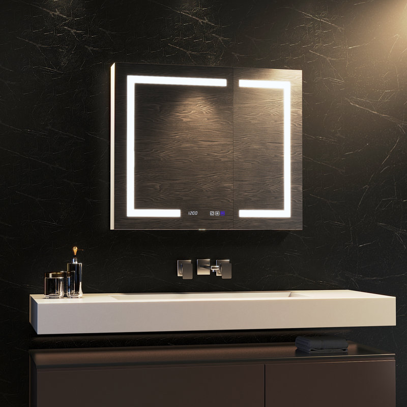 36" X 30" Aluminum Led Medicine Cabinet with Anti-Fog Mirror & Dimmable 3-Color Lights, Adjustable Shelves, Dual Mount, 36"