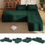Canapé-lit modulaire convertible 4 en 1 avec méridienne réglable et siège profond, rembourré, avec 2 coussins, sans assemblage, vert-1578729103