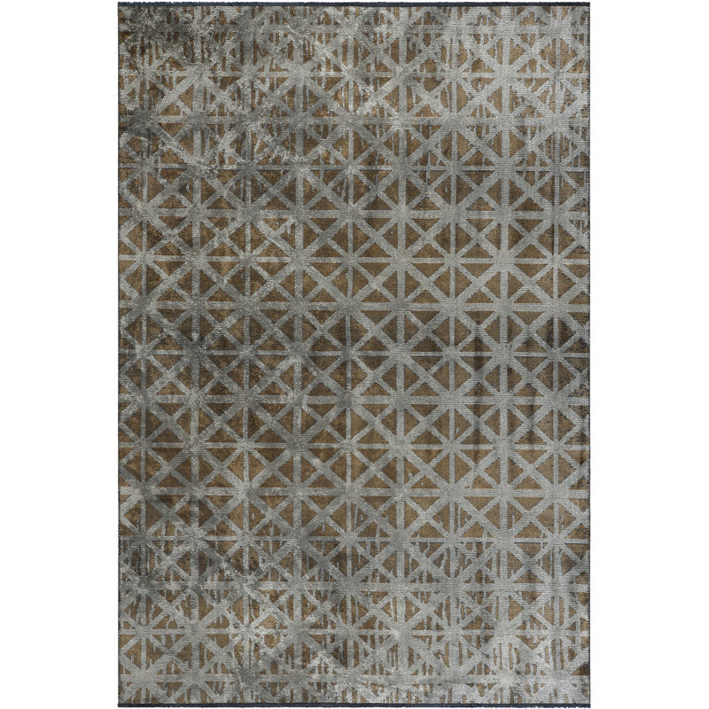 Rapture Brown/Greige Geometric Luxury Area Rug, Rectangle 7'10" x 9'10"