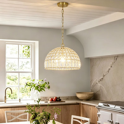 1 - Light 13.8'' Dome Crystal Pendant Light
