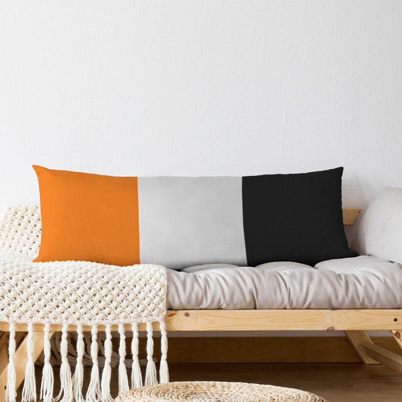 Abel Polyester Medium Pillow, Orange/Black