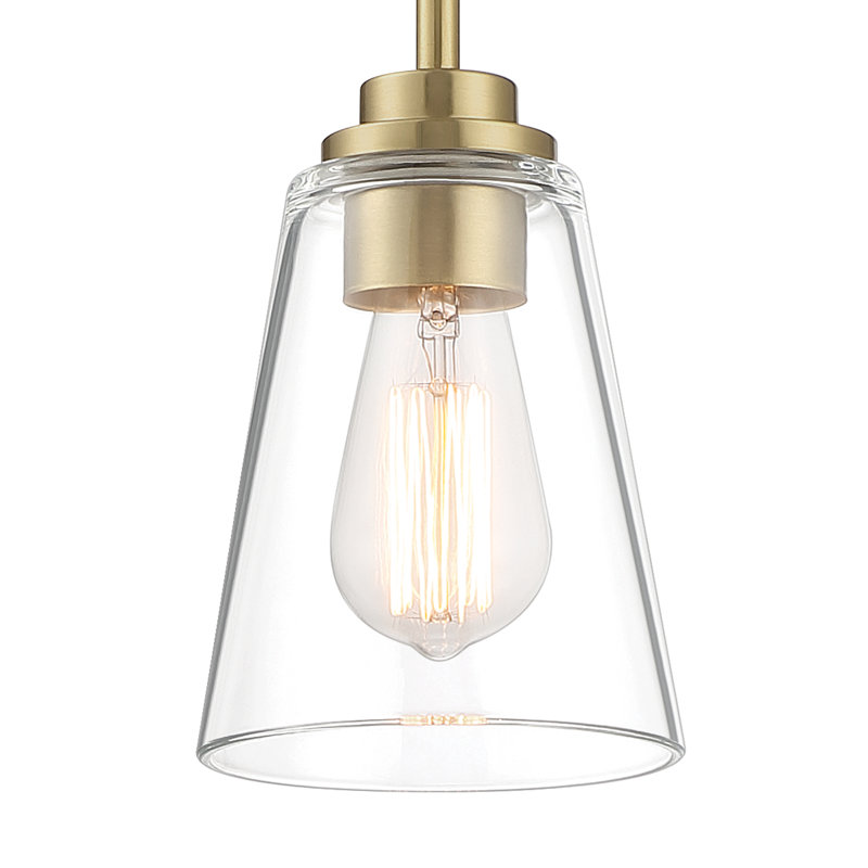 Lankford 1-Light Dimmable Single Pendant with Clear Glass , Brushed Gold