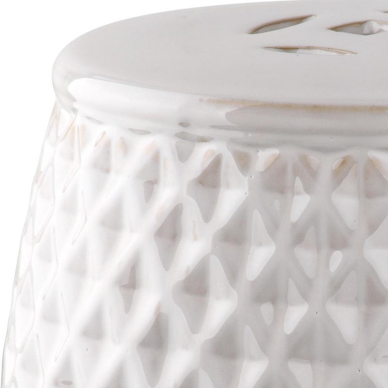 Harlequin Ceramic Accent Stool, Cream