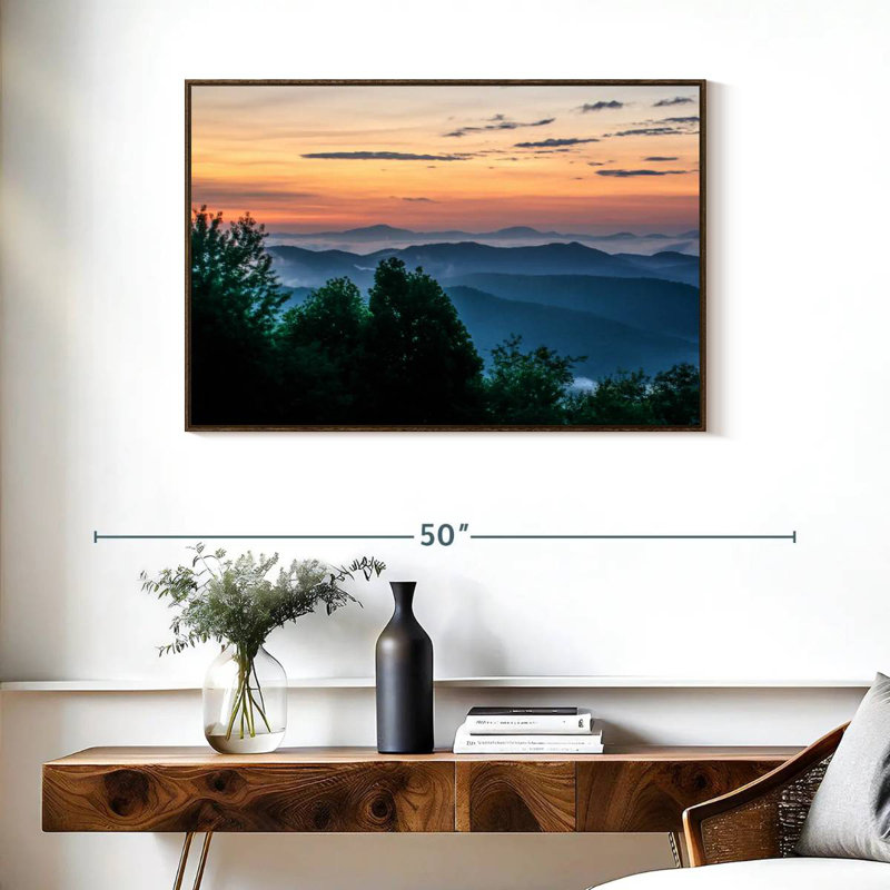 Blue Ridge, 37 po x 25 po, Cadre flottant noyer