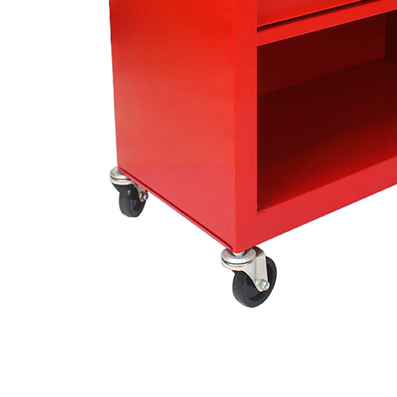 Steel Frame Tool Cabinet with Side Handle and Storage Drawers, Red