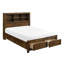 Grand lit plateforme avec tiroirs, tête de lit bibliothèque, mobilier de chambre à coucher en bois, finition chêne brossé 1 pièce