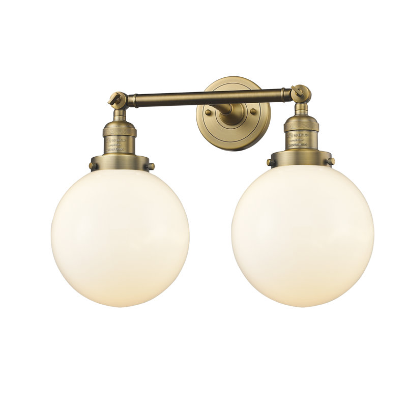 Clementina 2 - Light Dimmable Vanity Light, 6 Watt Vinage LED Bulb, Brushed Brass, Matte White Cased