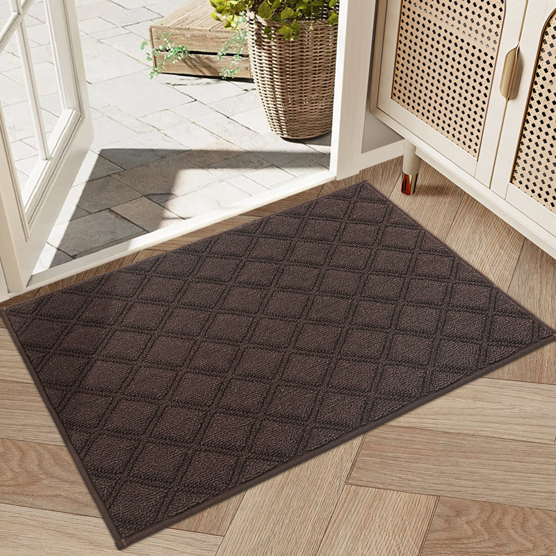 Dirt Trapper Door Mat, Non-Slip Washable Doormats Welcome Mat, Dirt Resistant and Absorbent Entrance Mat, Low Profile Floor Mats for Front Back Door, Entryway