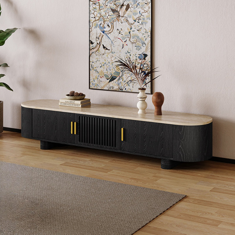 Meuble télé créatif et simple, H 19,69 po x L 78,74 po x l 15,75 po, Noir