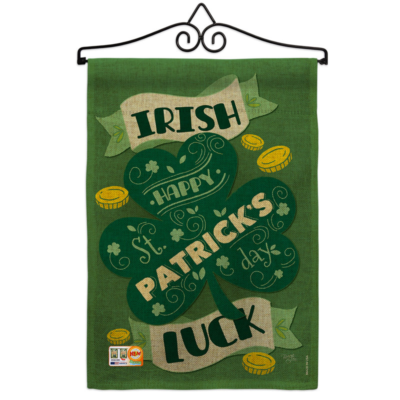 En toile jute à 2 côtés, l 19 x 13 po irish chance drapeau de jardin
