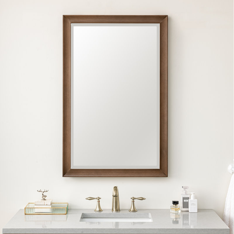 Glenbrooke Solid Wood Wall Mirror, Whitewashed Walnut, 38" x 26"