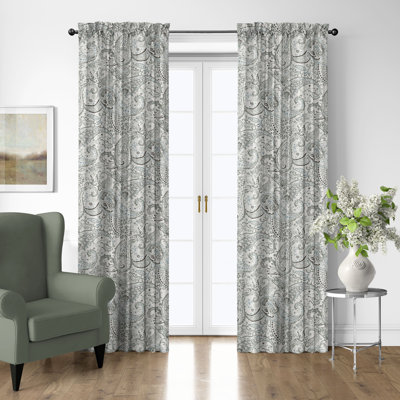 Ensemble de 2 panneaux de rideaux en coton Paisley Seafoam