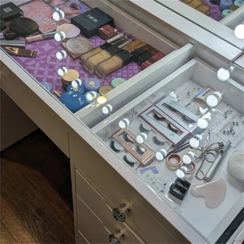 High Gloss White 13-Drawers Makeup Vanities