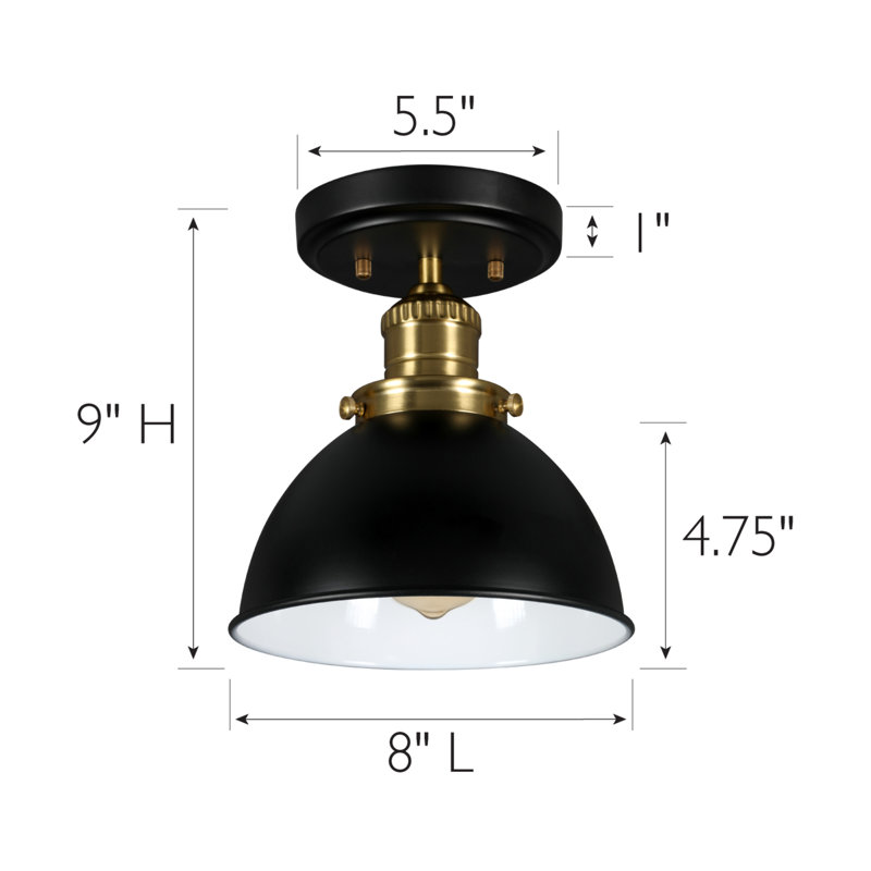 Sumler Semi Flush Mount, Matte Black/Satin Gold