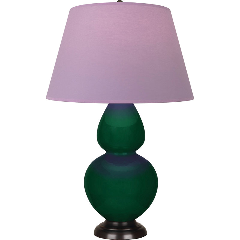 Lampe de table double gourde en céramique, Lavande / prune, Jungle glacé / bronze, Bronze