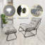  Chaise de patio avec coussin et repose-pieds, chaise longue rembourrée moderne avec repose-pieds, chaise d'appoint de capacité 330 LBS pour salon, chambre à coucher, balcon, gris clair-1717066154