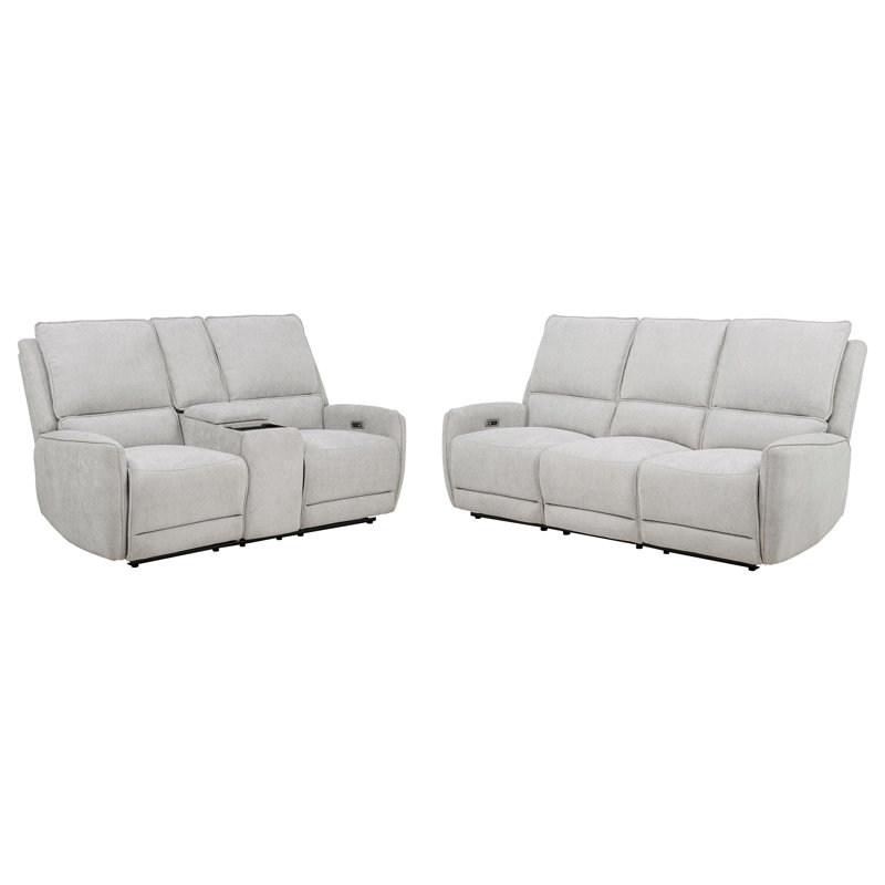 Ensemble de canapé inclinable électrique en chenille 2 pièces Sylmar Gris tourterelle