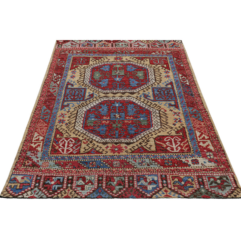 Rug & Kilim’S Turkish Style Rug In Red With Large-Scale Geometric Medallions, Rectangle 9' x 12'