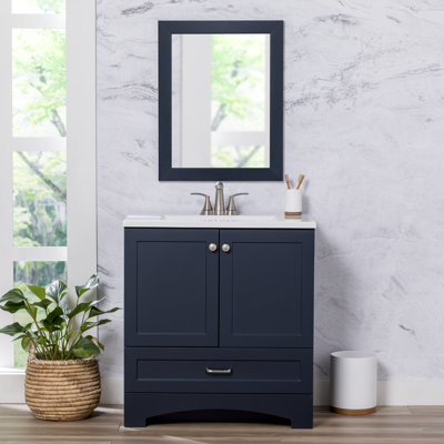 Emlyn 30" Single Bathroom Vanity with 2-Door Cabinet, Drawer, and Cultured Marble Vanity Top