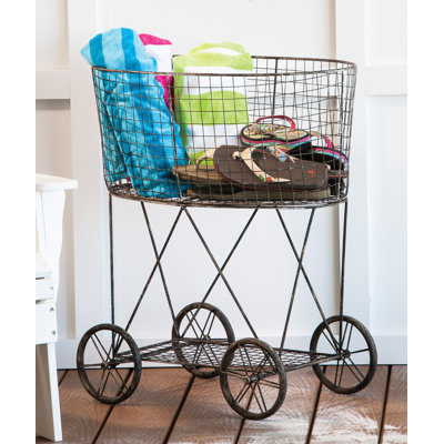 Metal Wire Storage Basket on Wheels