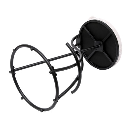 Ensemble de 2 tabourets de bar ronds à motif floral noir et blanc | Tabourets de comptoir rembourrés en métal, 17,12 x 14,96 x 36,61 po, ergonomiques / nettoyage à sec, pour îlot de cuisine / café