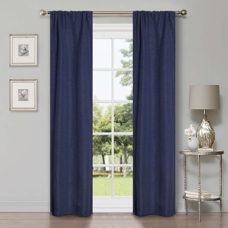 Panneau de rideau obscurcissant 100% polyester, L 26 po x L 84 po, Marine