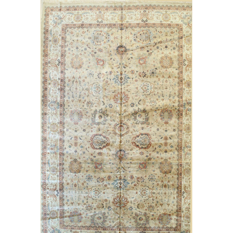 Versatile Defeo Beige Hand Knotted Wool Rug