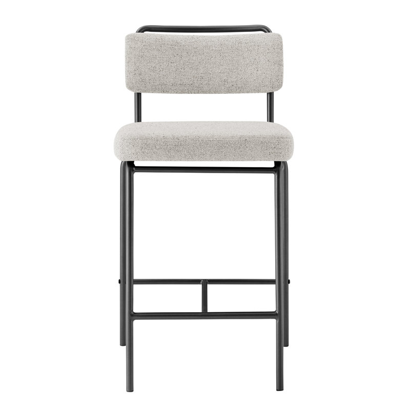 Wyett Upholstered Counter Stool with Metal Frame, Gray