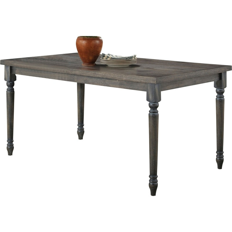 Azaiah Solid Wood Base Dining Table, Gray