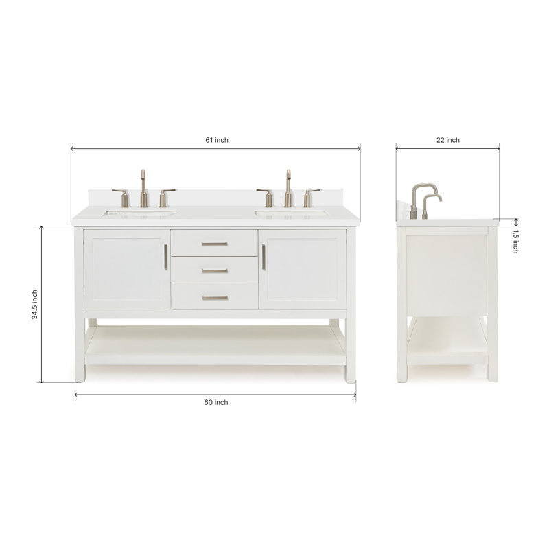 Bayhill 61'' W Double Vanity, White