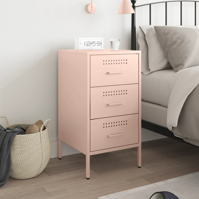 Bedside Cabinet 36x39x68 cm Steel, Pink