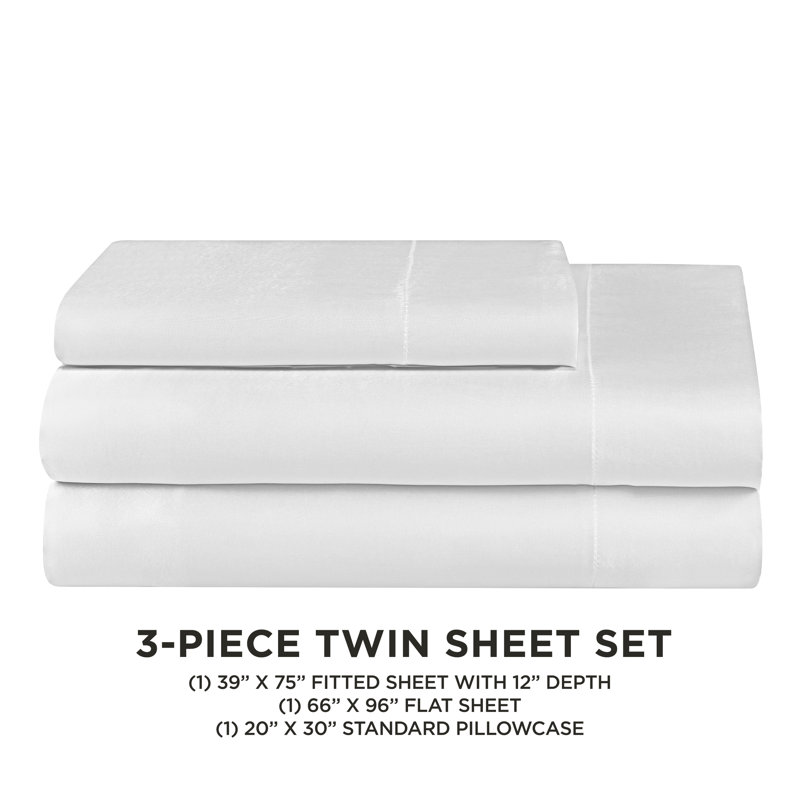 Juicy Couture Premium Silky Satin Sheet Sets, Twin Sheet Set with 1 Pillowcase, White