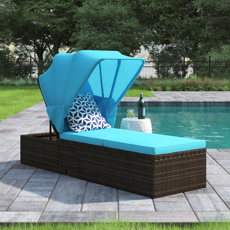 Montego Outdoor Wicker Chaise Lounge , Cushion Included, 1, Turquoise