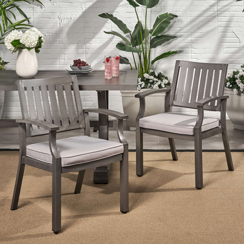 Outdoor Modern Aluminum Dining Chair With Cushion (Set Of 2)