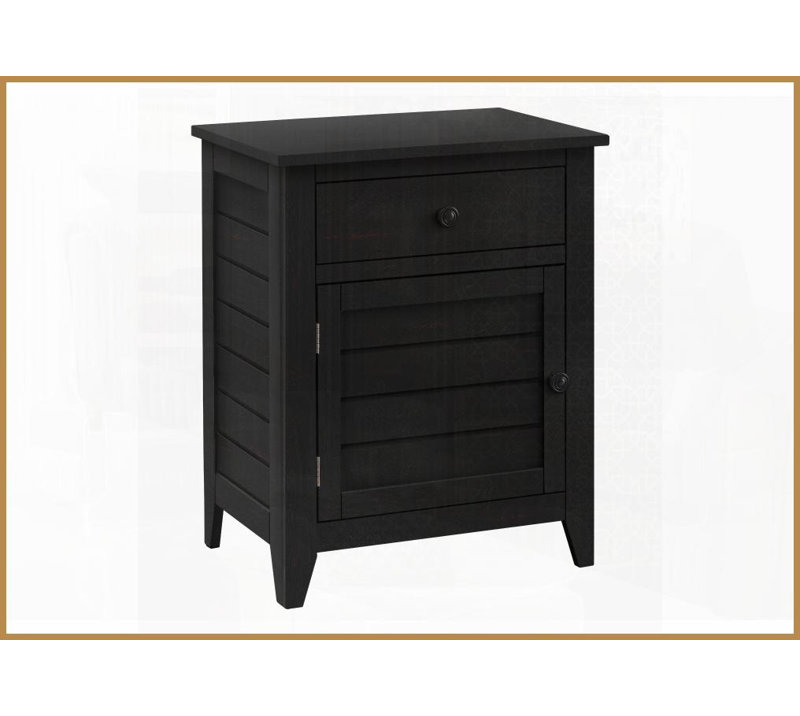 Table basse transitionnelle en placage noir pour chambre à coucher / salon, 25 po, tiroir de rangement et amp; Armoire, assemblage facile